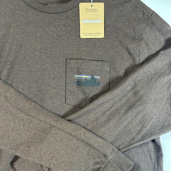 Patagonia Long Sleeve Responsibili-Tee Logo Graphic Shirt Dark Brown Mens S NWT - Picture 1 of 11